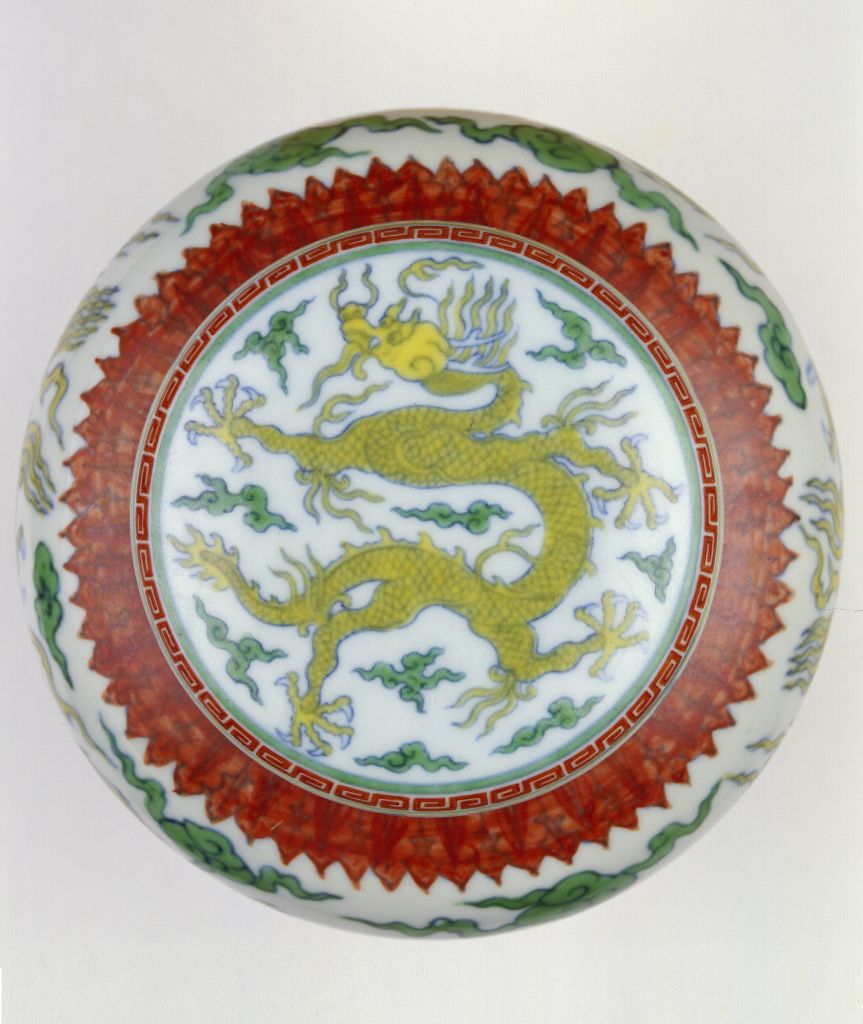 图片[2]-Colorful sea water dragon pattern “sky” shaped cover can-China Archive